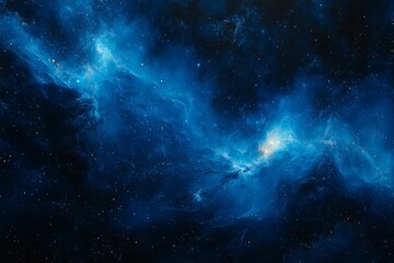 Fototapeta premium Vibrant cosmic nebula filled with blue hues and distant stars illuminating the vastness of space