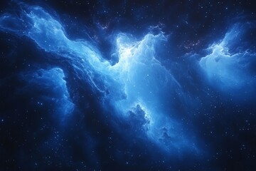 Obraz premium Celestial blue nebula with swirling clouds of gas and stars in the vast night sky