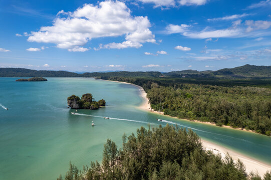 Noppharat Thara Beach in Ao Nang, Thailand, Krabi province. Drone photo