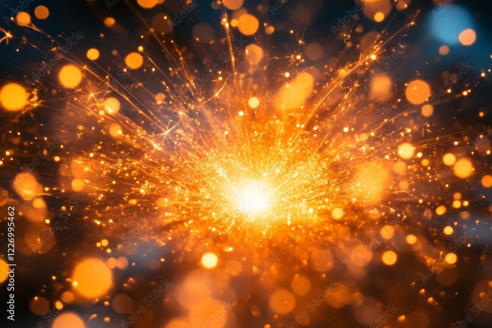 Poster bright orange sparks burst in a mesmerizing display during an evening celebration in a darkened sett