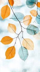 Obraz premium Serene Autumn Leaves in Muted Golds and Blues