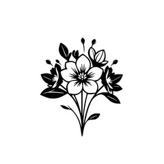 Elegant Black and White Floral Bouquet: Simple Botanical Illustration,  Monochrome Flower Design, Classic Vintage Vector Graphic
