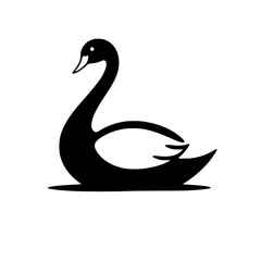 Elegant Black Swan: A Minimalist Bird Silhouette Design. Perfect for nature lovers and graphic designers seeking a simple, iconic image.