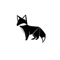 Geometric Origami Fox: Minimalist Black and White Animal Design
