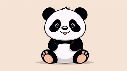 Naklejka premium Funny panda, cute bear, funny animal