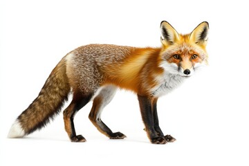 Fototapeta premium Red Fox in Profile, Isolated on White