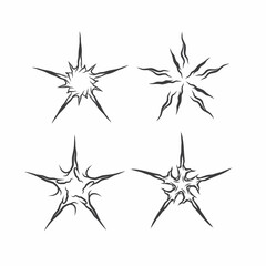 Obraz premium set of tribal starburst elements with sharp, abstract edges. Ideal for tattoo designs, logos, and graphic decorations