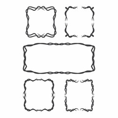 Set of ornamental frames with wavy, tribal style lines. Ideal for typography, invitations, logos, and gothic decorations