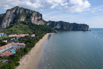 Obraz premium Beach in Ao Nang, Thailand, Krabi province. Drone photo 