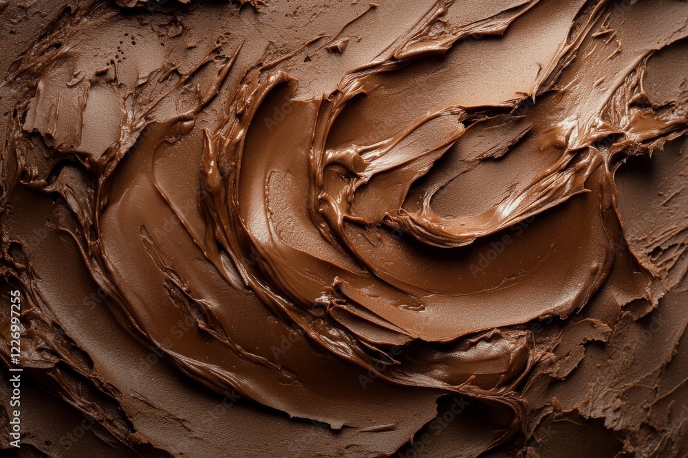 Poster Rich chocolate swirl showcasing smooth texture and deep color in culinary presentation