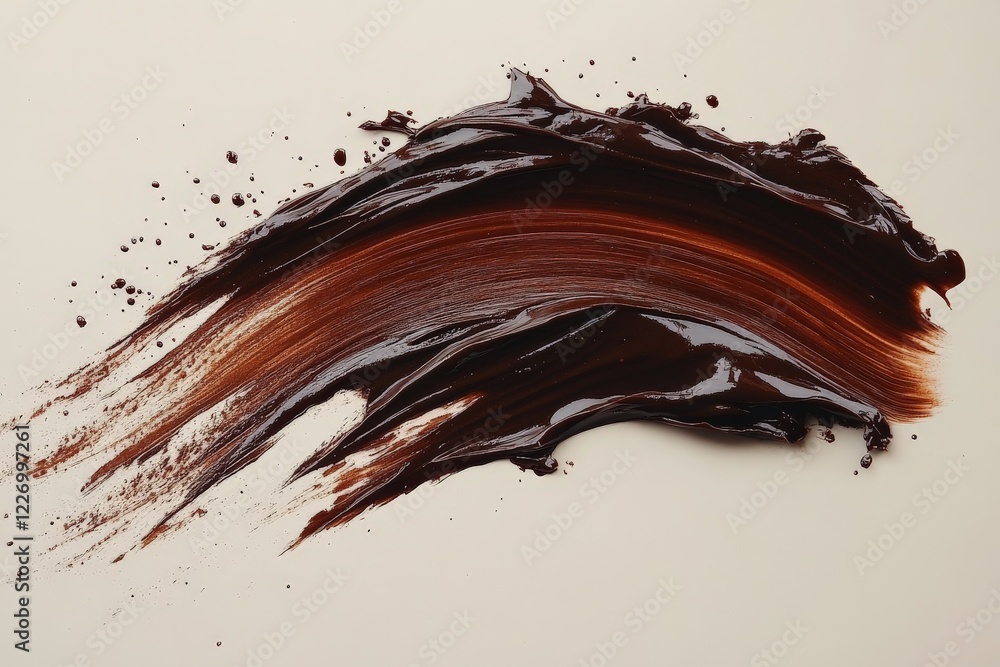 Poster brown chocolate spread artistic swirl on light background showcasing texture and color variations