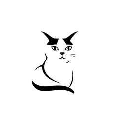 Elegant Black and White Cat Minimalist Design: A Simple and Cute Feline Vector Graphic