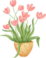 watercolor flower pot