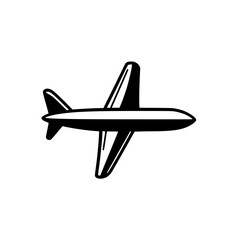Iconic Airplane Silhouette: A Minimalist Vector Graphic of a Jet Plane in Flight, Perfect for Travel and Aviation Designs