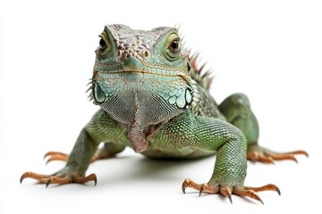 Fototapeta premium Green iguana close-up, vibrant scales.