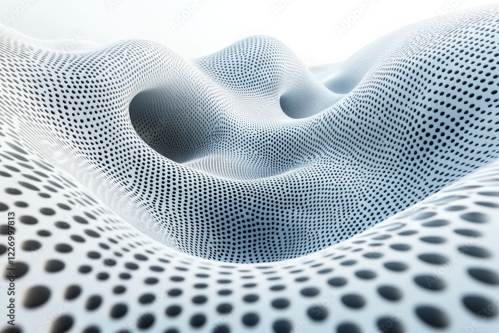 Poster Abstract representation of dotted patterns creating an ethereal landscape with a smooth texture and wave-like forms