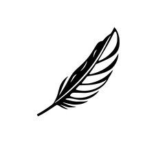 Fototapeta premium Elegant Black Feather: Minimalist Bird Feather Design, Simple Nature Graphic, Vector Illustration, Wildlife Symbol