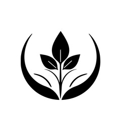 Elegant Black and White Plant Illustration: Minimalist Floral Design, Botanical Symbol, Nature Icon, Simple Vector Graphic