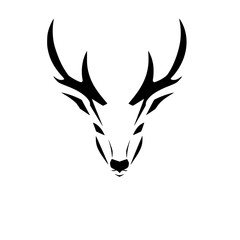 Majestic Deer Head: Minimalist Black and White Animal Logo Design. Perfect for branding, nature-themed projects, and wildlife conservation initiatives.