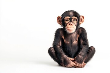 Naklejka premium Adorable baby chimpanzee sitting.