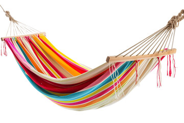 Enjoy Relaxation in a Colorful Striped Outdoor Hammock Perfect for Sunny Days in Your Backyard or Patio