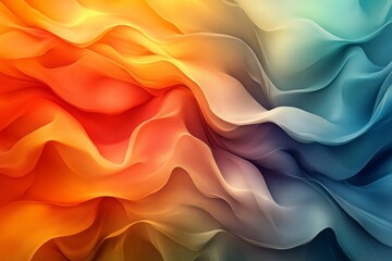 Obraz premium Vibrant waves of color blend together in a mesmerizing visual display of warmth and coolness