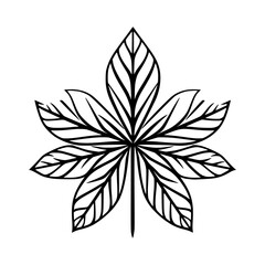 Elegant Black and White Leaf Illustration: Botanical Line Art Print, Simple Nature Design