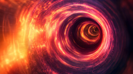 and high-tech abstract background showcasing a circular data vortex with glowing elements, symbolizing artificial intelligence, digital security, and rapid data processing 