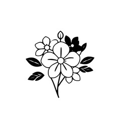 Elegant Black and White Flower Bouquet: Simple Floral Line Art Design. Perfect for minimalist decor, invitations, or branding.