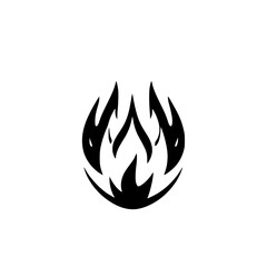 Fiery Abstract Flame Logo: Tribal Fire Symbol, Black and White Vector Graphic Design