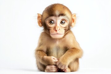 Adorable baby monkey sitting.