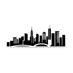 Urban Skyline: A Modern Cityscape Illustration - Minimalist Black and White City Architecture Design