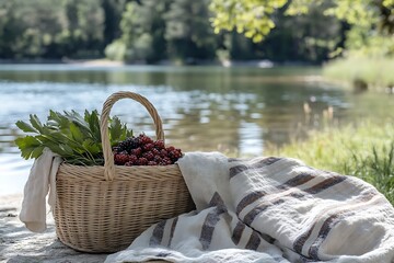 a lakeside picnic