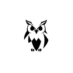 Geometric Owl: Abstract Black and White Bird Design - Minimalist Vector Graphic