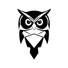 Geometric Owl: Black and White Vector Design, Minimalist Animal Logo, Wildlife Symbol