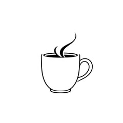 Aromatic Coffee Mug: Simple Vector Illustration of a steaming cup of coffee or tea, perfect for cafe menus, websites, or morning-themed designs.