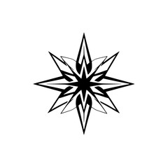 Geometric Star Mandala: Black and White Abstract Design. Perfect for print, web, and tattoo designs. Simple, elegant, and modern graphic resource.
