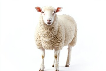 Fototapeta premium Fluffy Sheep on White Background