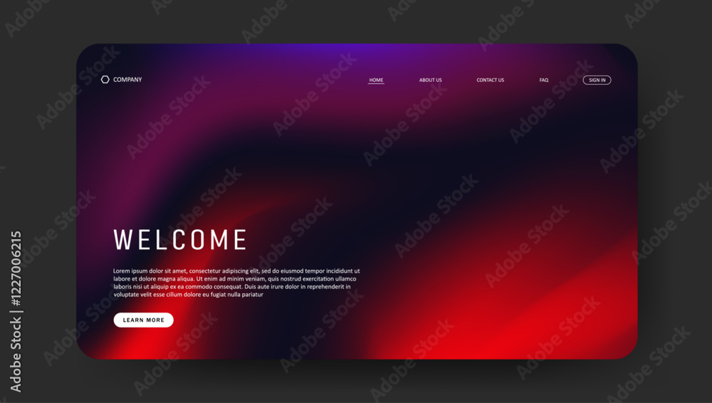 Poster abstract wave futuristic design of landing page. fluid gradient dark concept website design