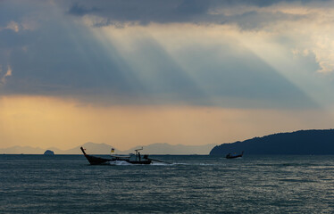 Sunset on Ao Nang beach in Krabi Thailand
