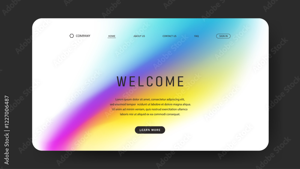 Poster abstract wave futuristic design of landing page. fluid gradient dark concept website design