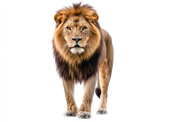 Obraz premium Majestic male lion walking towards the camera.