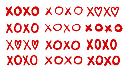 Greeting lettering xo hugs and kisses letter hand drawn grunge graffiti phrase. Ink pastel charcoal collection. 