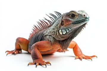 Obraz premium Vibrant Red Iguana on White Background