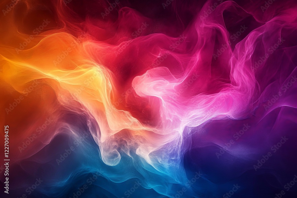 Aufkleber Colorful abstract swirl creating a dynamic atmosphere with vibrant hues and smooth transitions in a dark background
