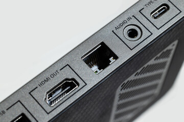 Obraz premium connector charge port electricity device object hdmi in and audio in cells