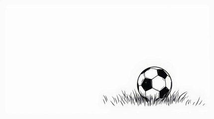 Naklejka premium Line Art of a Soccer Ball on a Grassy Field
