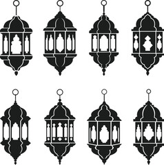 Set of Traditional Arabic Lantern Silhouettes &ndash; Ramadan & Eid Vector Collection