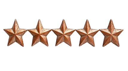 Isolated Five Bronze Textured Stars in a Row