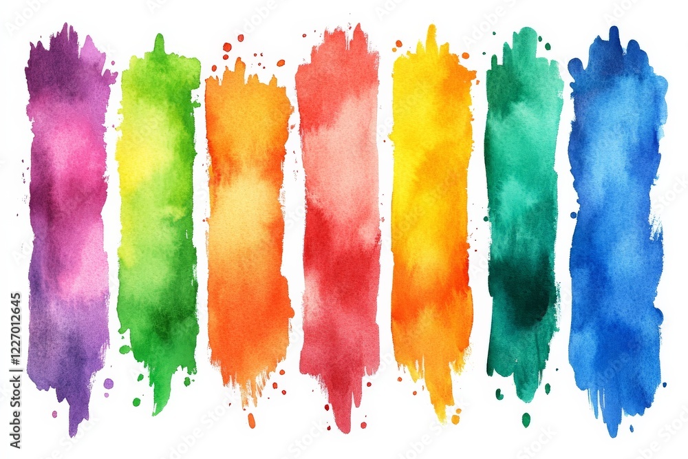 Poster vibrant watercolor stripes create a colorful abstract design suitable for art projects and backgroun